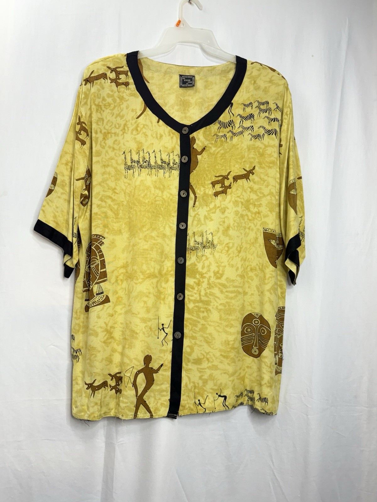 The African Scene Women’s Size 2X Gold Black Ankara Print Tunic & Pants Set