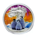 2023  $$1 Hand Painted Colorized Penguin Chicks American Silver Eagle 999 1 oz