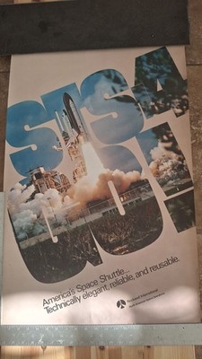 Rare Vintage Rockwell STS-4 GO! Space Shuttle Poster 32''x 21''