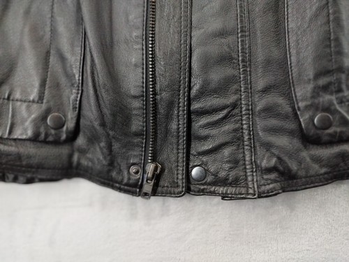 Vintage 80` COMINT Black Leather Men’s Motorcycle Jacket PIT 24 INCH - Picture 6 of 12