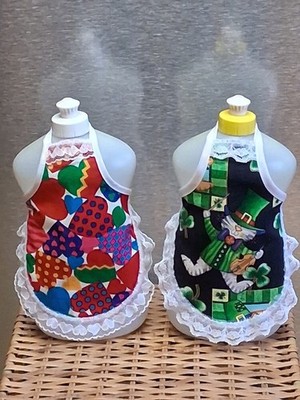 Valentine & St. Patrick's Day Cat 2-pack Large Dish Soap Bottle Aprons