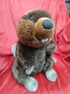 New Wild Republic Beaver Plush 11  Standing Stuffed Animal Brown Gray Realistic