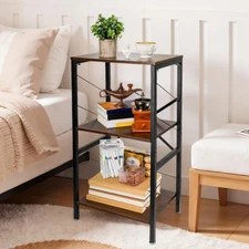 3 Tier Tall End Table, 30'' Height Small Telephone Table Stand, Narrow Wood S...