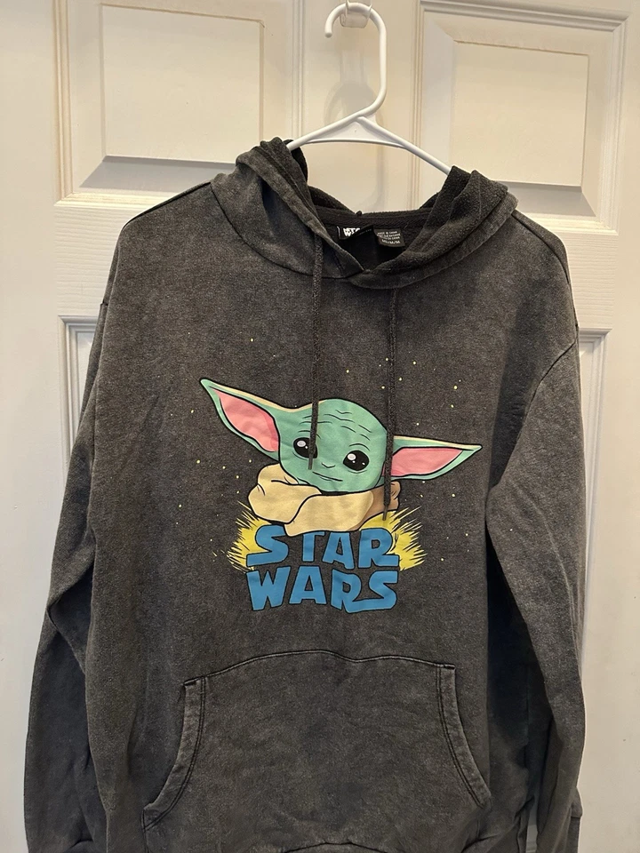 Star Wars Medium Mandalorian Baby Today Men’s Mineral Wash Graphic Hoodie - Image 2 of 4
