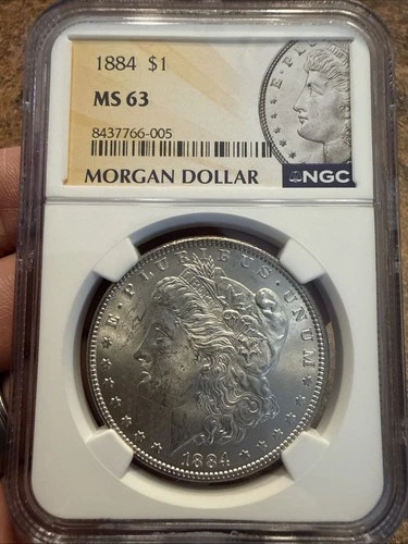 1884 P  MORGAN SILVER DOLLAR  $1  NGC MS63