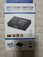 HDMI Switch 3 in 1 Out 4K 60Hz Aluminum Alloy with 4FT HDMI 2.0 Cable