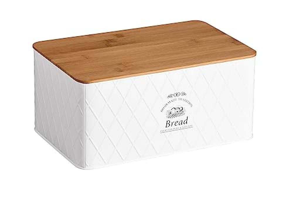Idea Regalo Cucina: Portapane Kesper Bianco e Bambù 28cm Elegante