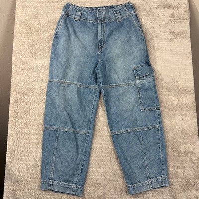 Etica Medium Wash Utility Cargo Jeans High Rise Panel Denim EW42400 29