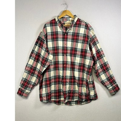 RedHead Plaid Button Down Shirt Mens 2XL Red White Green Long Sleeve Flannel