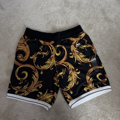 SS14 Supreme x Nike Basketball Shorts Black/Gold 'Versace' 648794