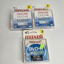 Lot Of 3 - 3pk. Maxell DVD-R Camcorder Sealed Discs 30 min each 1.4GB - NEW