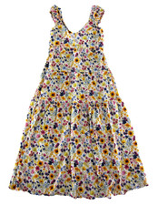 Old Navy Cotton Rayon Pink Ivory Yellow Blue Floral Long Maxi Tank Sun Dress XSP