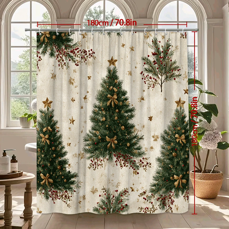 Christmas Tree Shower Curtain – Elegant Holiday Design - Image 3 of 4