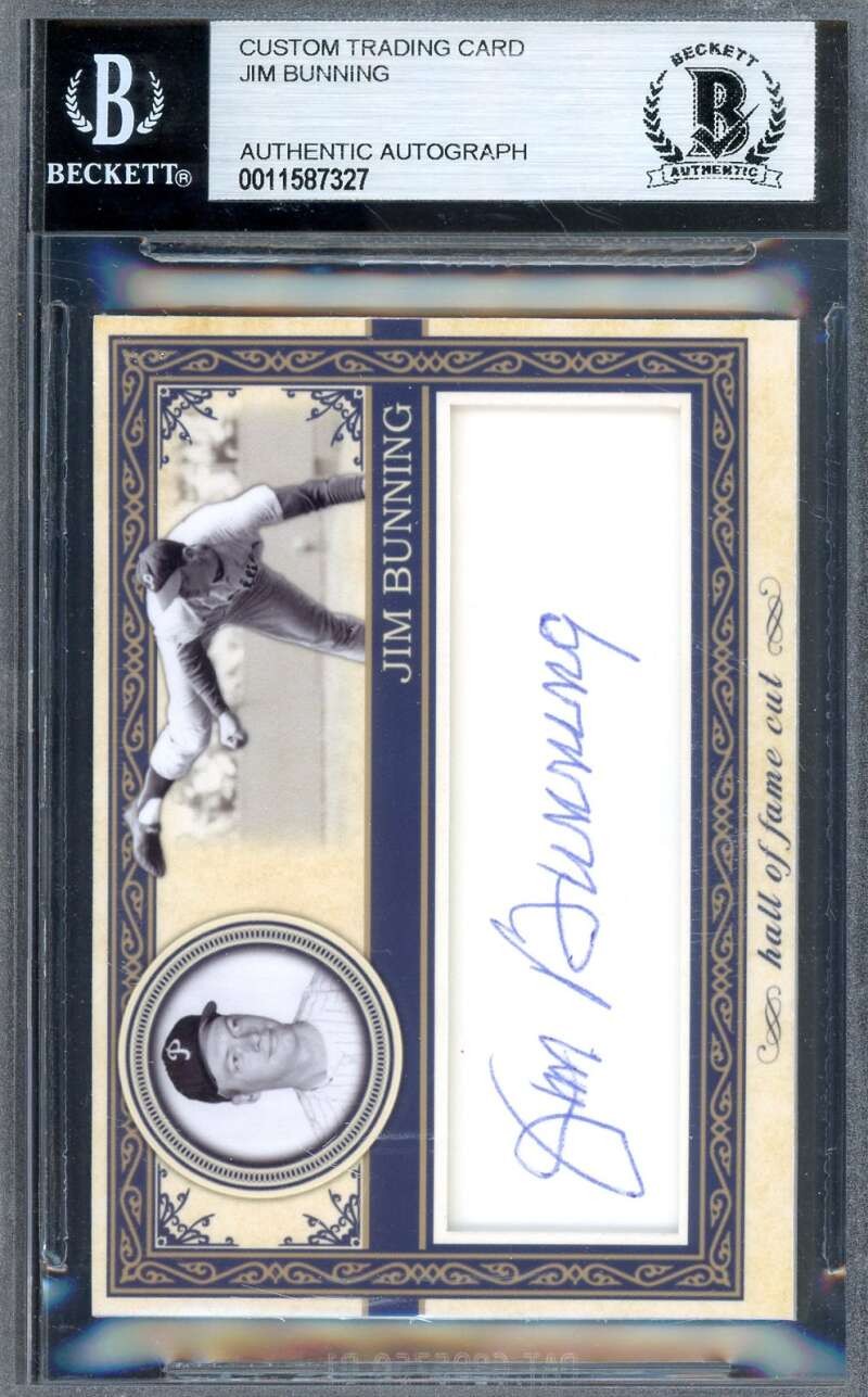 Jim Bunning Beckett BAS Signed Custom Trading Card Autograph