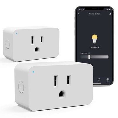 WiFi Smart Dimmable Plug 2 Pack, Smart Plugs for Voice Control, Mini Dimmer S...