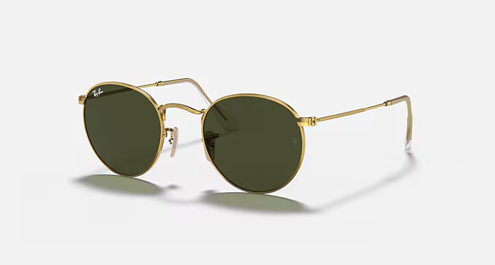 RAYBAN Round Metal Gold Frame Men's Sunglasses Size 50-21