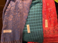 Lot 3 Colorful Pashmina Shawl Wrap Scarf Luxury Paisley Orange Blue 1 Cashmere