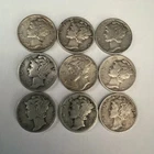 Lot of 9 - MERCURY Dimes Lot of nine 90% SILVER $.90 Face