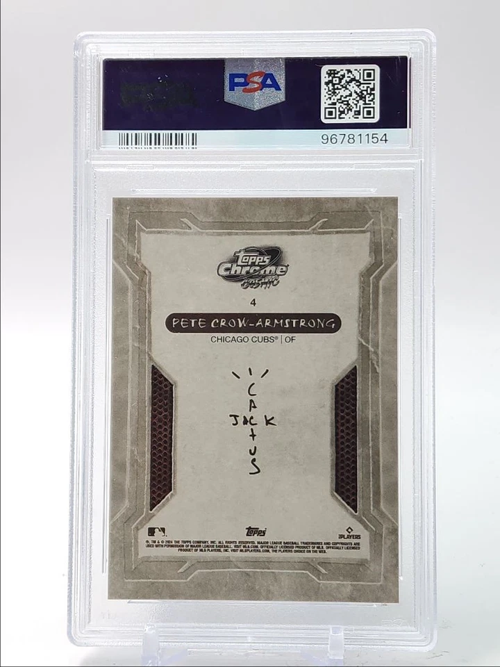 PETE CROW-ARMSTRONG 2024 TOPPS CHROME X CACTUS JACK BLACK RC /10 PSA 10 Q5600 - Image 2 of 2