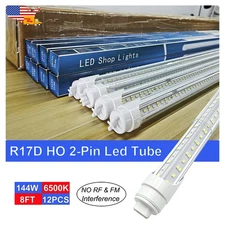 12 Pack F96T12 HO LED Replacement Tube R17D 8 Ft Led Shop Lights 2 Pin 144Watt
