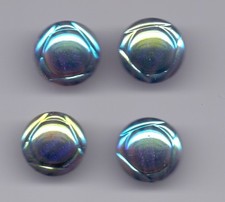 4 vintage glass buttons -  IRIDESCENT