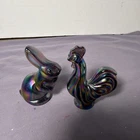 Vintage Fenton Rooster And Rabbit Carnival Glass Figurines -Free Shipping