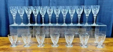 Set/19 Rogaska Gallia Crystal Glasses Large & Small Cordial Cocktail Etched VTG