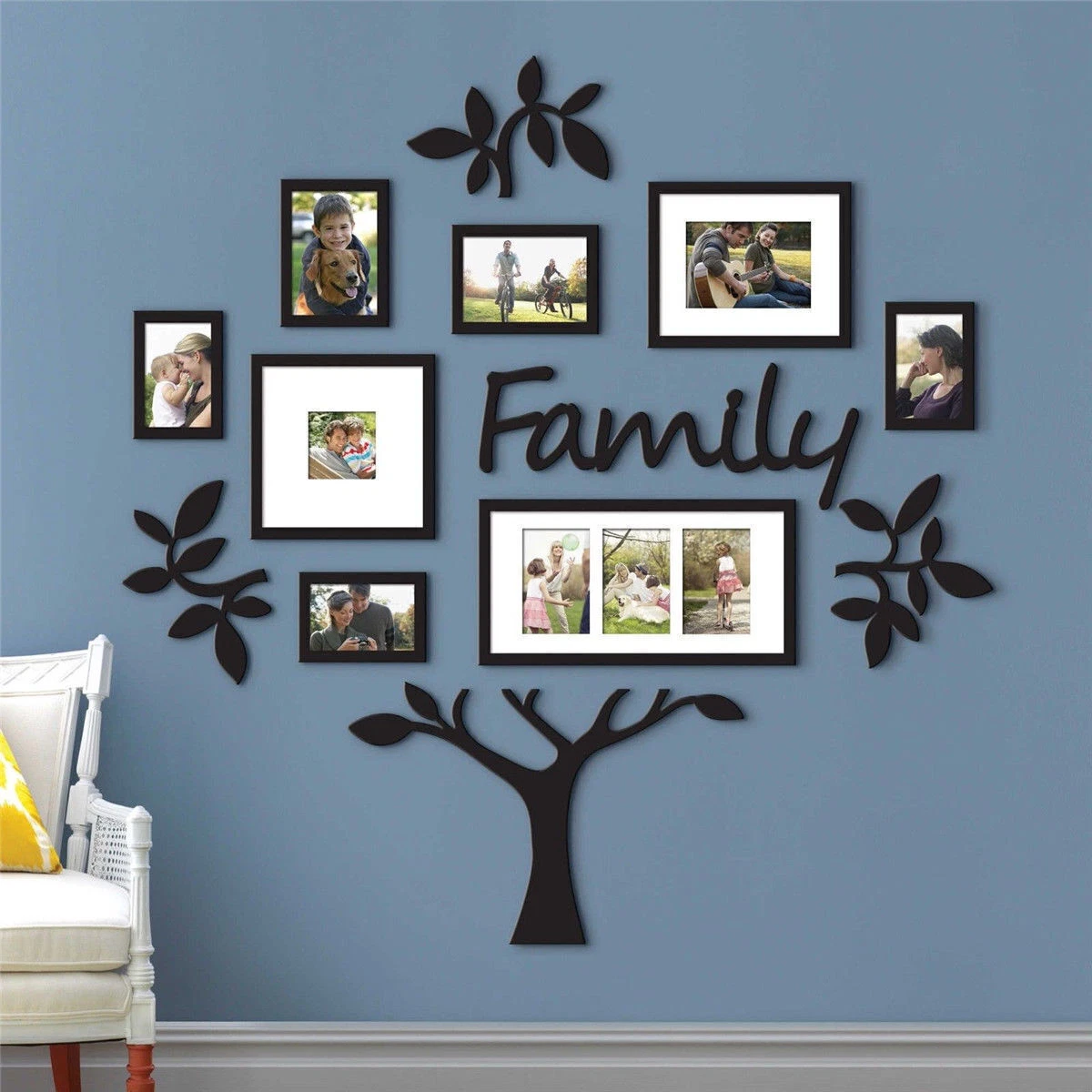 Family Tree Frame Collage Pictures Collage Photo Wall Mount Decor Wedding Black