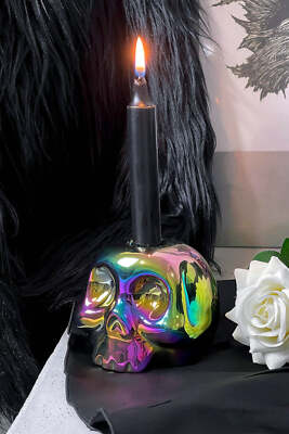 Killstar Kerzenständer - Rainbow Skulls Gothic Totenschädel