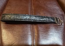 Black Faux Tooled Leather Wristlet Keychain with Silver Hardware   Versatile Acc