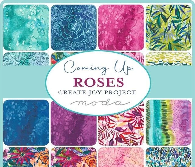 COMING UP ROSES Blue MODA Fabric Create Joy Project quilting 3 yards 39783-13 - Image 2 of 3