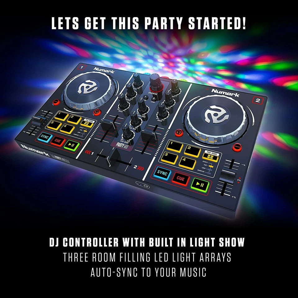 Numark DJ Controller Portátil Serato DJ Lite 2 Canales Streaming Party Mix - Imagen 2 de 4