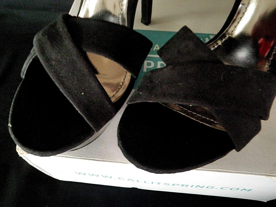 NEW BLACK TAN SUEDE WOMENS SIZE 10 HIGH HEEL SANDAL PARTY WEDDING DRESS SHOES - Image 3 of 4