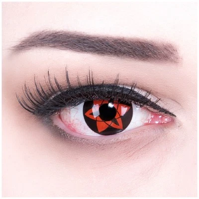 Lenti a contatto sharingan carnevale rosso Sasukes Mangekyou+GRATIS contenitore