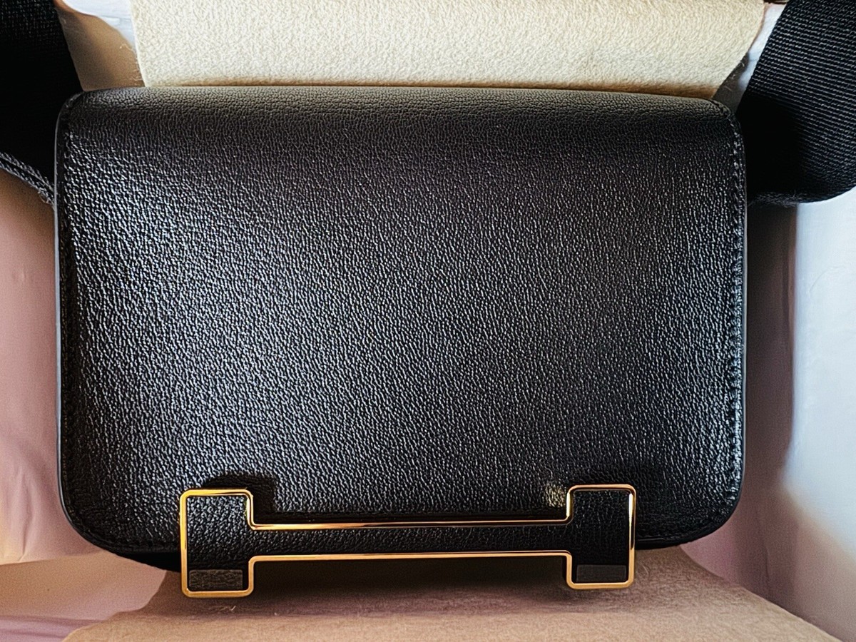 Hermes Small Bag Geta Chevre Mysore Black Leather Shoulder