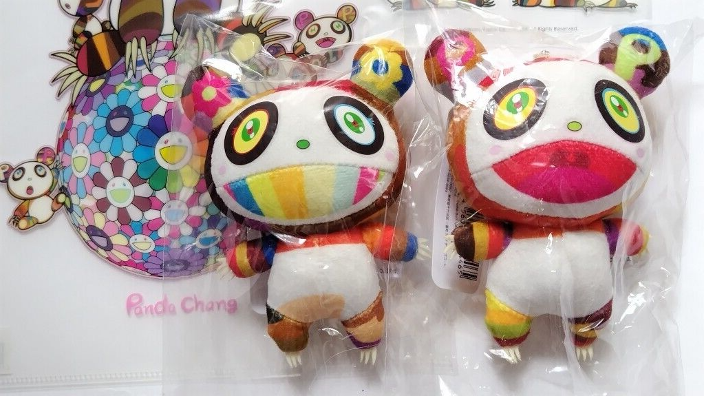 TAKASHI MURAKAMI Panda Plush doll 2 Set + Panda Sticker +