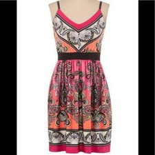 Maurices Bright Pink Orange Tank Dress Comfort Spring Summer Medium Paisley