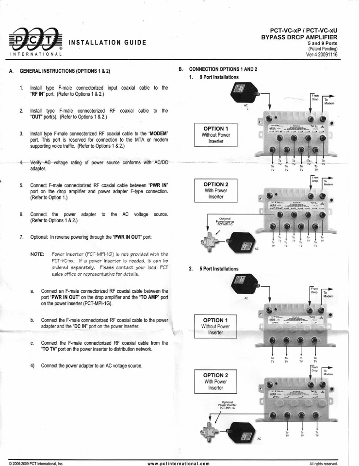 PCT-VC-5P 5 Port Cable TV OTA Satellite HDTV Amplifier Splitter Signal Booster - Image 4 of 4
