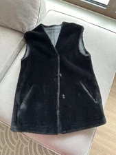 Sprung Freres black lamb shearling leather gilet vest S Small PARIS