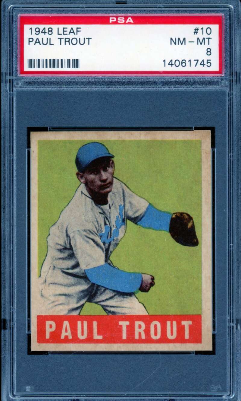 Paul Trout Rookie Card 1948 Leaf #10 PSA 8
