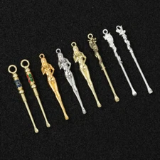 Vintage Brass Mini Spoon Shovel Medicine Wax Tool Ear Cleanning Dangles Pedant