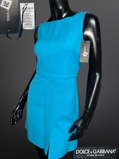 DOLCE & GABBANA $1800 Blue Zip Back Midi Dress Size 40 EU US 8 Made In Italy NWT