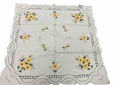 Square Tablecloth Cut-Outs Stitched Daisy Black Eyed Susan Flowers 34  Floral