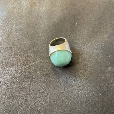 Kenneth Cole size 7 bold faceted green blue Solitaire Gold Tone ring