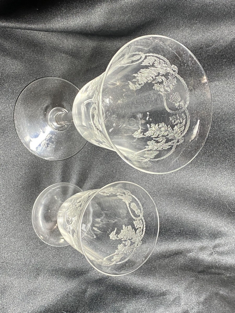 c1970 Bohemia Crystal Thistle Pattern Wine Stem & Juice
