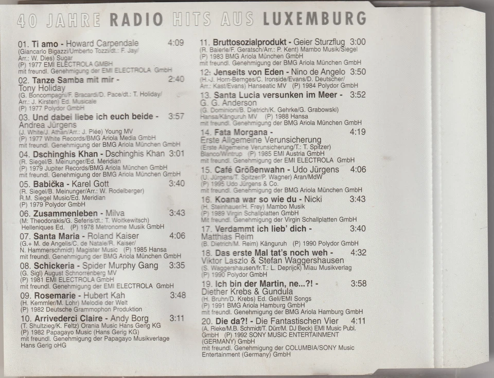 40 Jahre Radio Hits aus Luxemburg [20 Track CD Sampler] - Bild 2 von 2