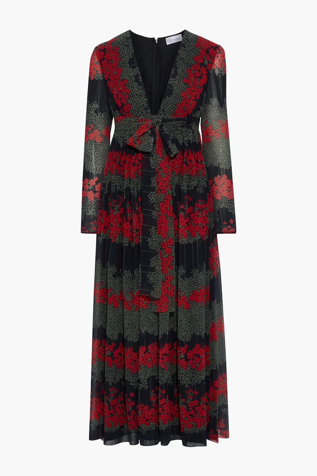 RRP €946 ROSSO VALENTINO abito svasato IT40 US4 UK8 S foderato floreale scollo a tuffo