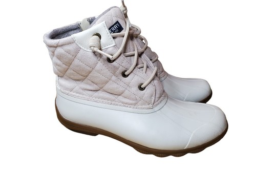 Sperry Women's Saltwater Quilted Chevron Duck Boot Ivory Size 8.5 White