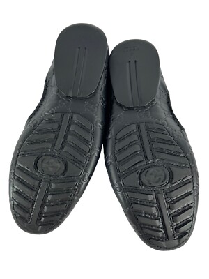 GUCCI 170618 Black Leather Guccissima GG Men\'s Loafers Made in Italy 10.5 G GUCCI 170618 Black Leather Guccissima GG Men main image 4
