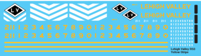 HO Scale - Lehigh Valley RS3 Locomotive Red/Yellow Scheme Decals
